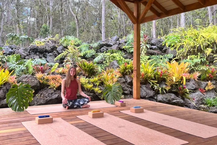 a person standing in a garden
