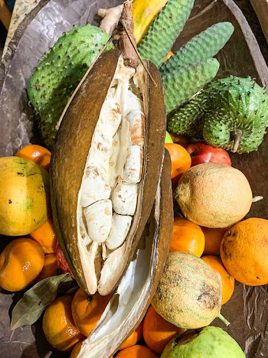 a box filled with different types of fruit