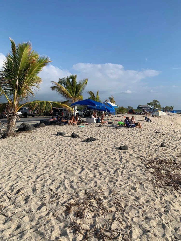 a group of people on a beach
