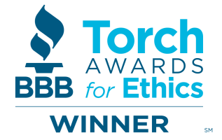 BBB Torch Awards for Ethics Winner logo with torch symbol.